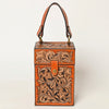 ADBGA463 American Darling Hand Tooled Leather Floral Carved Western Jewelry case