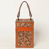 ADBGA463 American Darling Hand Tooled Leather Floral Carved Western Jewelry case