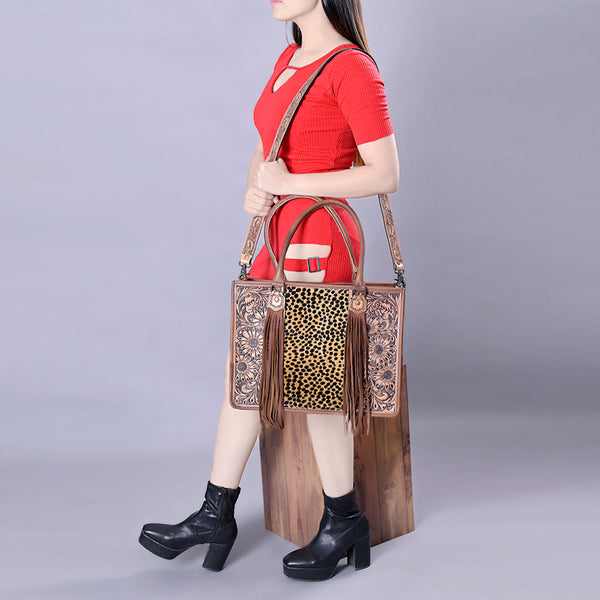 ADBG230 American Darling Western Tote Bag - Handcrafted Hair-On Cowhide & Hand-Tooled Leather