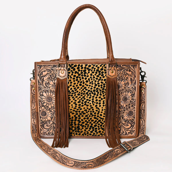 ADBG230 American Darling Western Tote Bag - Handcrafted Hair-On Cowhide & Hand-Tooled Leather