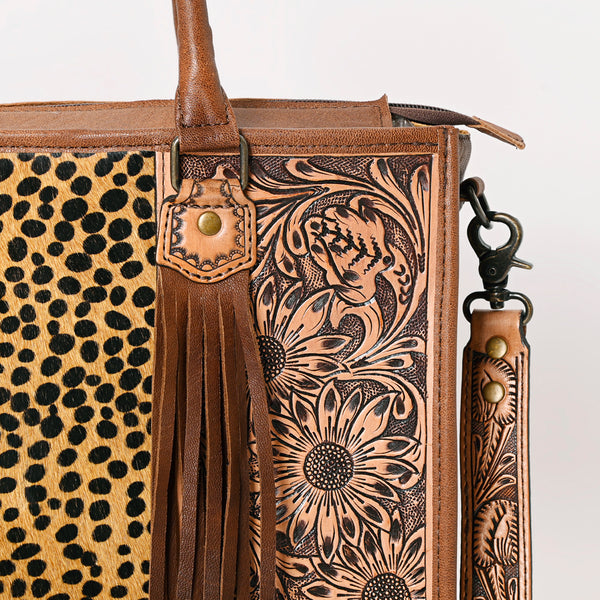 ADBG230 American Darling Western Tote Bag - Handcrafted Hair-On Cowhide & Hand-Tooled Leather