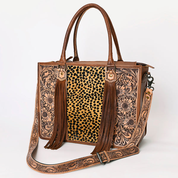 ADBG230 American Darling Western Tote Bag - Handcrafted Hair-On Cowhide & Hand-Tooled Leather
