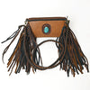 ADBGM277 Mini Fringe Crossbody - Braided Leather & Turquoise Concho