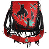 ADBGM352 Red Western Rodeo Leather Messenger Bag with Fringe & Applique- Cowgirl Statement Messenger