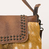 ADBG1212 American Darling Western Hair-On Cowhide Leather Shoulder Bag with Studded Flap & Adjustable Strap