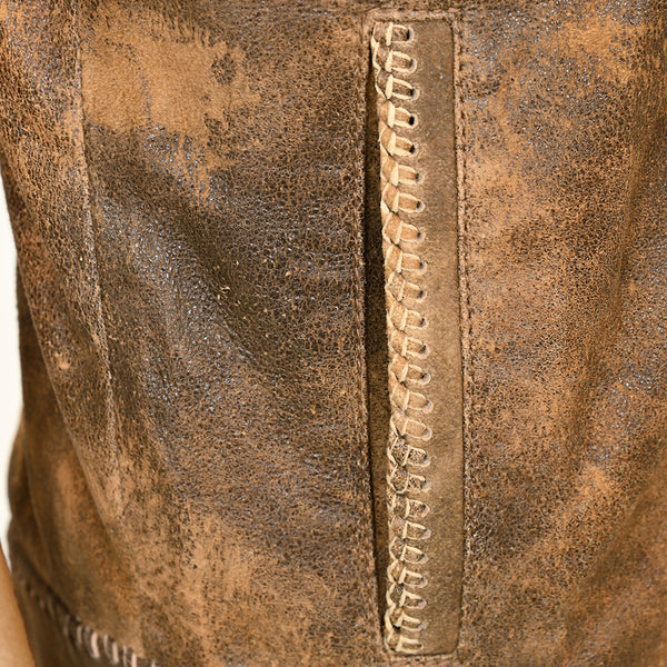 LC-ADJKT035 Genuine Vintage Leather Women Shirt Jacket Dress