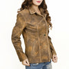 LC-ADJKT037 Genuine Vintage Leather Women Shirt Jacket Dress