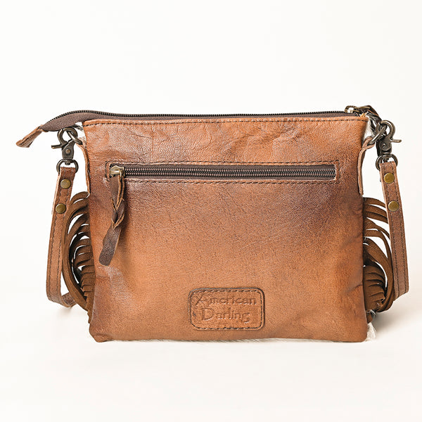 ADBG109 American Darling Hair-On Cowhide Leather Western Small Crossbody Bag with Fringes