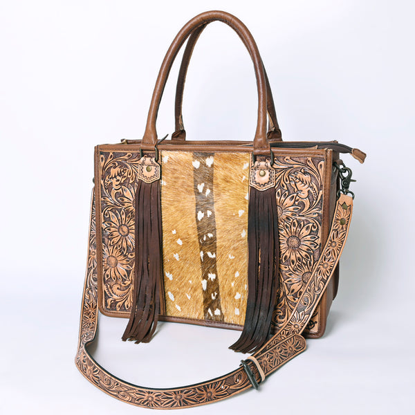 ADBG230 American Darling Western Tote Bag - Handcrafted Hair-On Cowhide & Hand-Tooled Leather