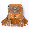 ADBG256 American Darling Messenger Bag - Hand Tooled Floral Leather & Hair-On Cowhide Purse