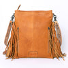 ADBG256 American Darling Messenger Bag - Hand Tooled Floral Leather & Hair-On Cowhide Purse