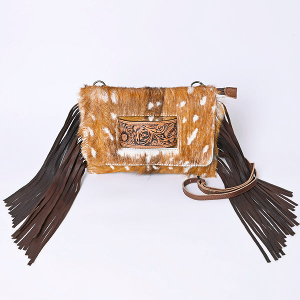 ADBG360 American Darling Hand Tooled Leather Small Cross body Bag with Hair-On Cowhide