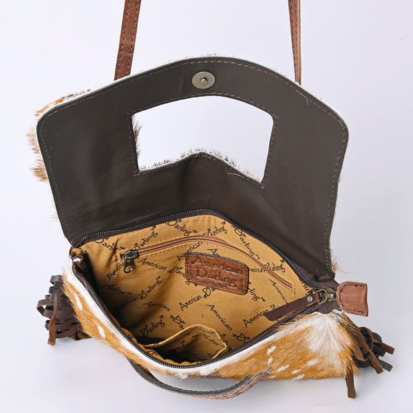 ADBG360 American Darling Hand Tooled Leather Small Cross body Bag with Hair-On Cowhide