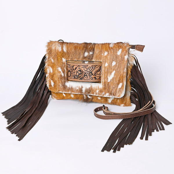 ADBG360 American Darling Hand Tooled Leather Small Cross body Bag with Hair-On Cowhide