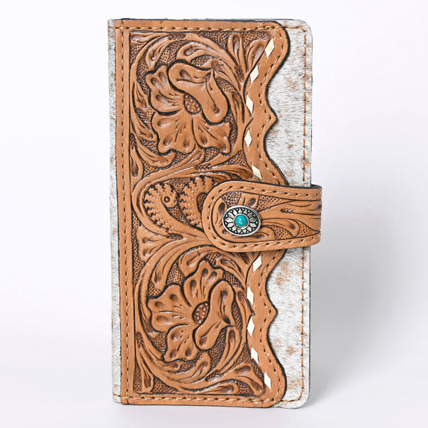 KBG241 American Darling Hair on Hide & Harness Leather Western Tooled Wallet