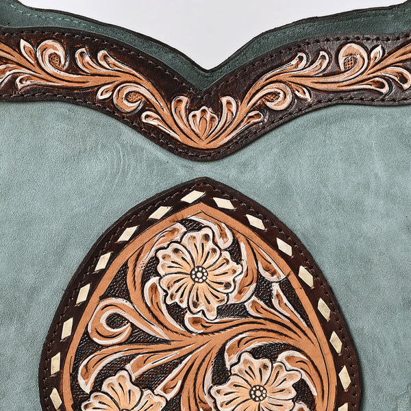 ADBGA419 American Darling Genuine Leather Fringed Crossbody Bag Hand Tooled Floral Carved