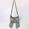 ADBGA419 American Darling Genuine Leather Fringed Crossbody Bag Hand Tooled Floral Carved