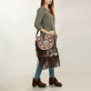 ADBGA420 American Darling Hair-On Cowhide Fringed Messenger Bag Tooled Leather