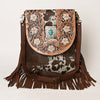 ADBGA420 American Darling Hair-On Cowhide Fringed Messenger Bag Tooled Leather
