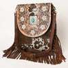 ADBGA420 American Darling Hair-On Cowhide Fringed Messenger Bag Tooled Leather