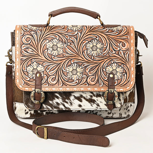 ADBGA423 American Darling Hand Tooled Hair-On Cowhide Genuine Leather Briefcase