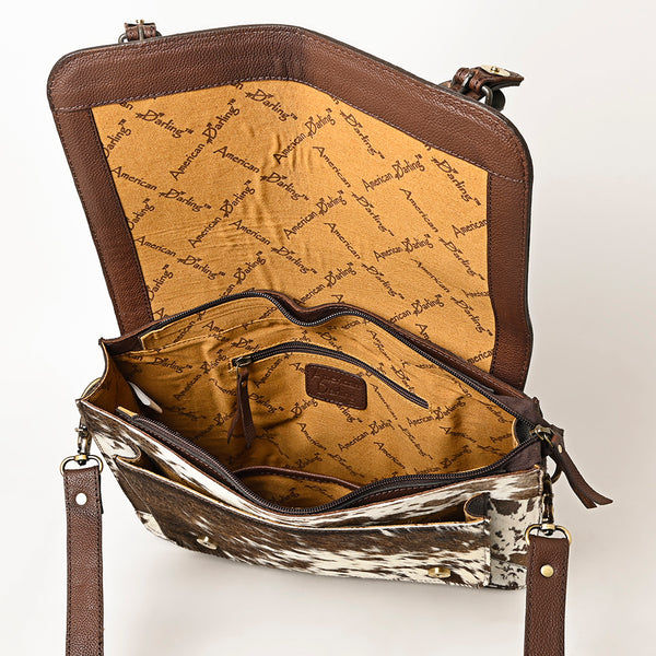 ADBGA423 American Darling Hand Tooled Hair-On Cowhide Genuine Leather Briefcase