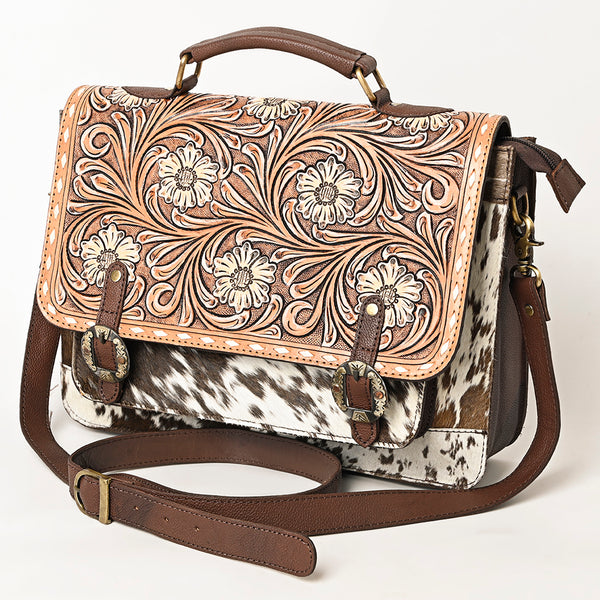 ADBGA423 American Darling Hand Tooled Hair-On Cowhide Genuine Leather Briefcase