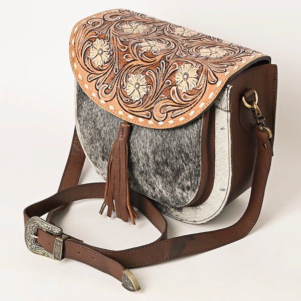 ADBGA424 American Darling Hand Tooled Hair-On Cowhide Leather Cross body Bag