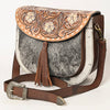 ADBGA424 American Darling Hand Tooled Hair-On Cowhide Leather Cross body Bag