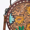 ADBG1188 American Darling Western Tooled Leather Canteen Bag Floral Carved Inlay