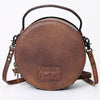 ADBG1188 American Darling Western Tooled Leather Canteen Bag Floral Carved Inlay