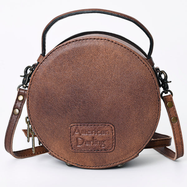 ADBG1188 American Darling Western Tooled Leather Canteen Bag Floral Carved Inlay