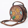ADBG1188 American Darling Western Tooled Leather Canteen Bag Floral Carved Inlay