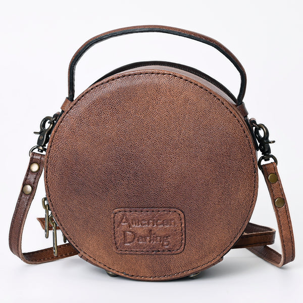 ADBG1188 American Darling Western Tooled Leather Canteen Bag Floral Carved Inlay
