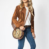 ADBG1188 American Darling Western Tooled Leather Canteen Bag Floral Carved Inlay