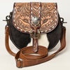 ADBG1222 American Darling Hand-Tooled Hair-On Cowhide Genuine Leather Western Crossbody Bag