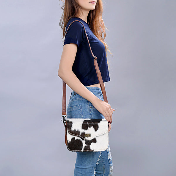ADBG1225A American Darling Hair-On Cowhide Genuine Leather Western Crossbody Bag