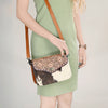 ADBG1225 American Darling Hand-Tooled Hair-On Cowhide Genuine Leather Western Crossbody Bag