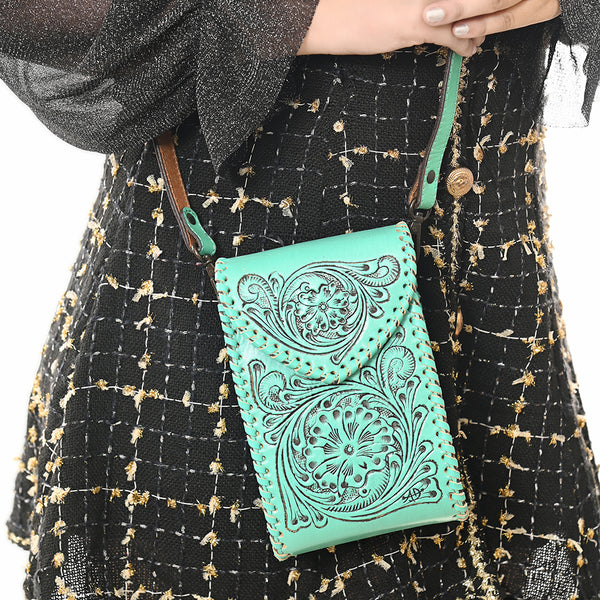 LC-ADBGZ750D Cellphone Holder Genuine Western Leather Women Bag