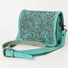 ADBGZ751 Hand Tooled Leather Crossbody Bag - Western Floral Whipstitch Sling