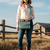 ADBGZ752 Natural Hand Tooled Leather Crossbody Bag - Western Floral Whipstitch Purse