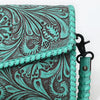 ADBGZ752 Natural Hand Tooled Leather Crossbody Bag - Western Floral Whipstitch Purse