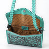 ADBGZ752 Natural Hand Tooled Leather Crossbody Bag - Western Floral Whipstitch Purse