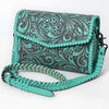ADBGZ752 Natural Hand Tooled Leather Crossbody Bag - Western Floral Whipstitch Purse