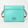 ADBGZ754 Envelope Hand Tooled Leather Wallet Bag - Western Floral Whipstitch Purse