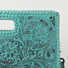 ADBGZ755 Hand Tooled Leather Clutch Wallet - Western Floral Cutout Handle Purse