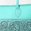 ADBGZ756 Tall Hand Tooled Leather Tote Bag - Western Floral Half-Tooled Cowgirl Purse