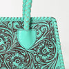 ADBGZ764 Trapezoid Western Satchel - Hand Tooled Leather Clutch Bag