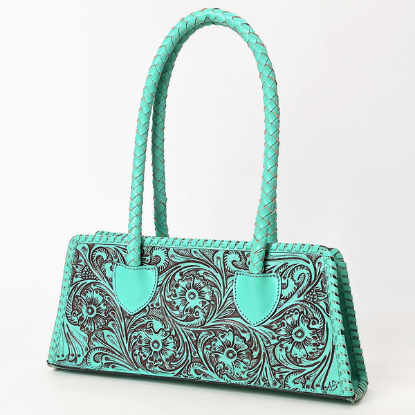 ADBGZ764 Trapezoid Western Satchel - Hand Tooled Leather Clutch Bag