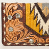 ADBG1226 American Darling Hand-Tooled Leather Western Wallet Bag with Woven Saddle Blanket